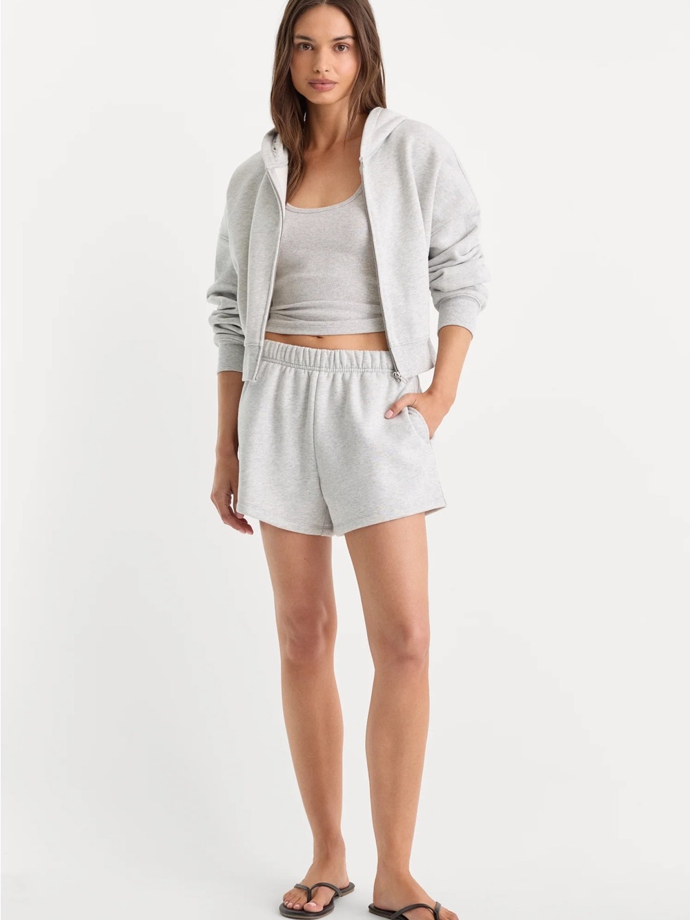 Good American The Fleece Pull On Shorts in Heather Gray size 2